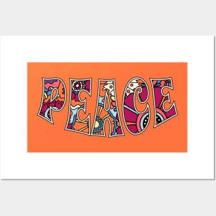 Retro Flower Power Peace Typography Posters and Art